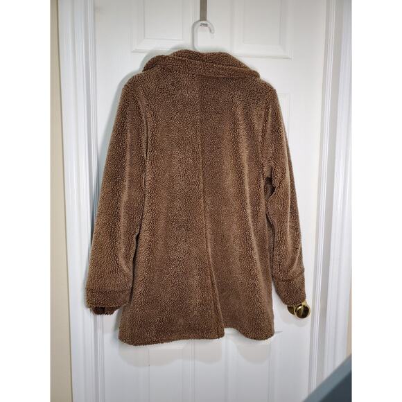 EDDIE BAUER SHERPA FAUX SHEARLING REVERSIBLE COAT SOFT BROWN TRENCH SOFT XL - Picture 6 of 16